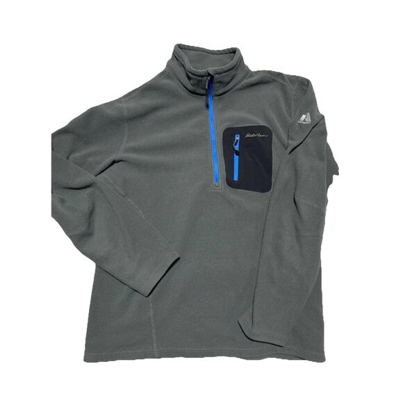 Eddie Bauer Pullover Mens Large Grey First Ascent Fleece Half 1/2 Zip Polartec - Picture 1 of 10